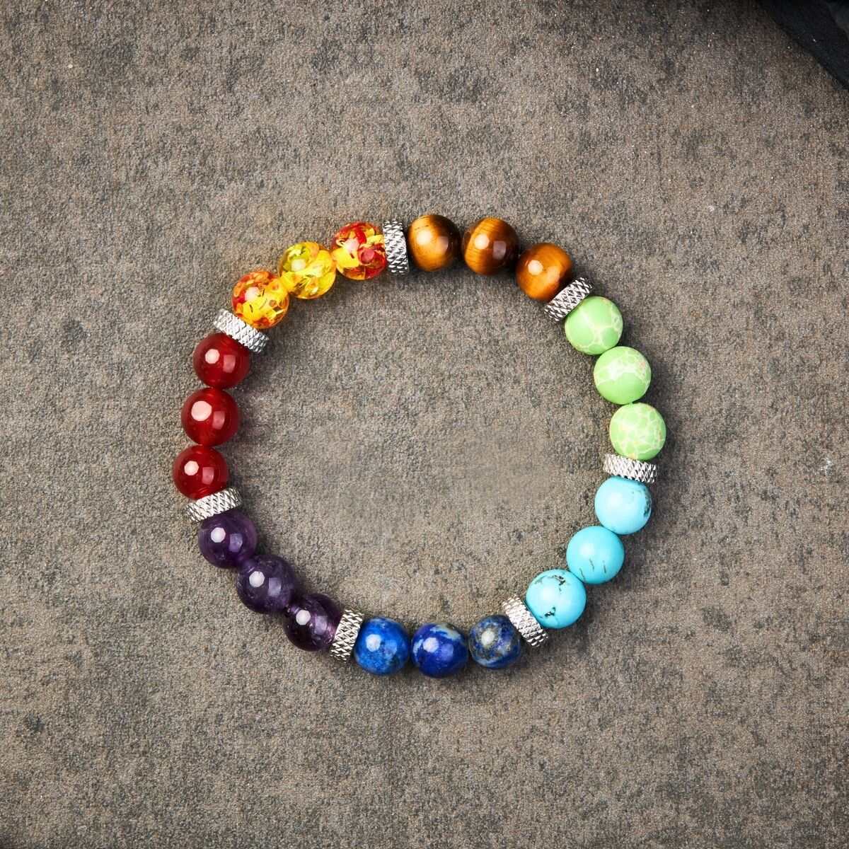 Seven Colour Stone Bead Bracelet — product view 4