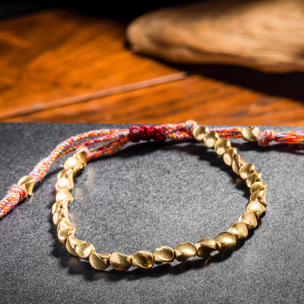 Copper Bead Woven Bracelet — product view 3