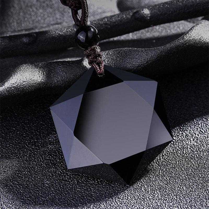 Obsidian Hexagram Pendant Necklace — product view 3