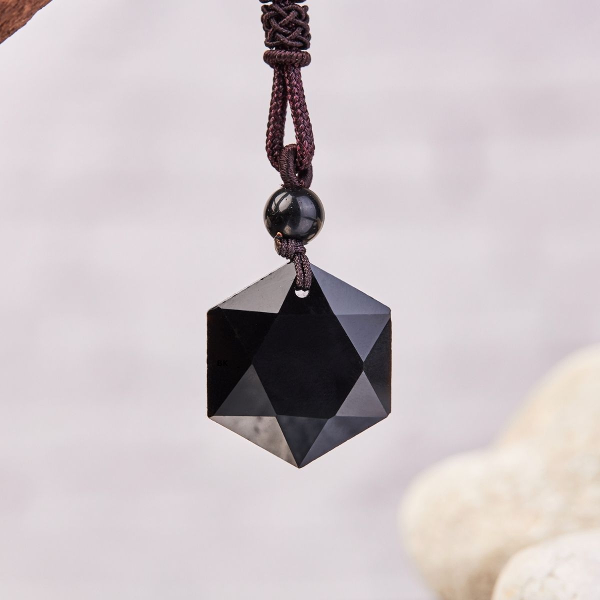 Obsidian Hexagram Pendant Necklace — product view 4