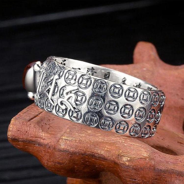 Silver-Plated Pixiu Open Ring — product view 4