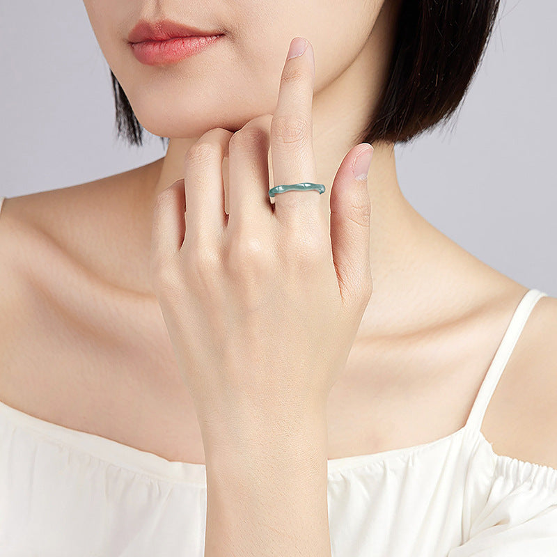 Green Jade Band Ring — product view 2