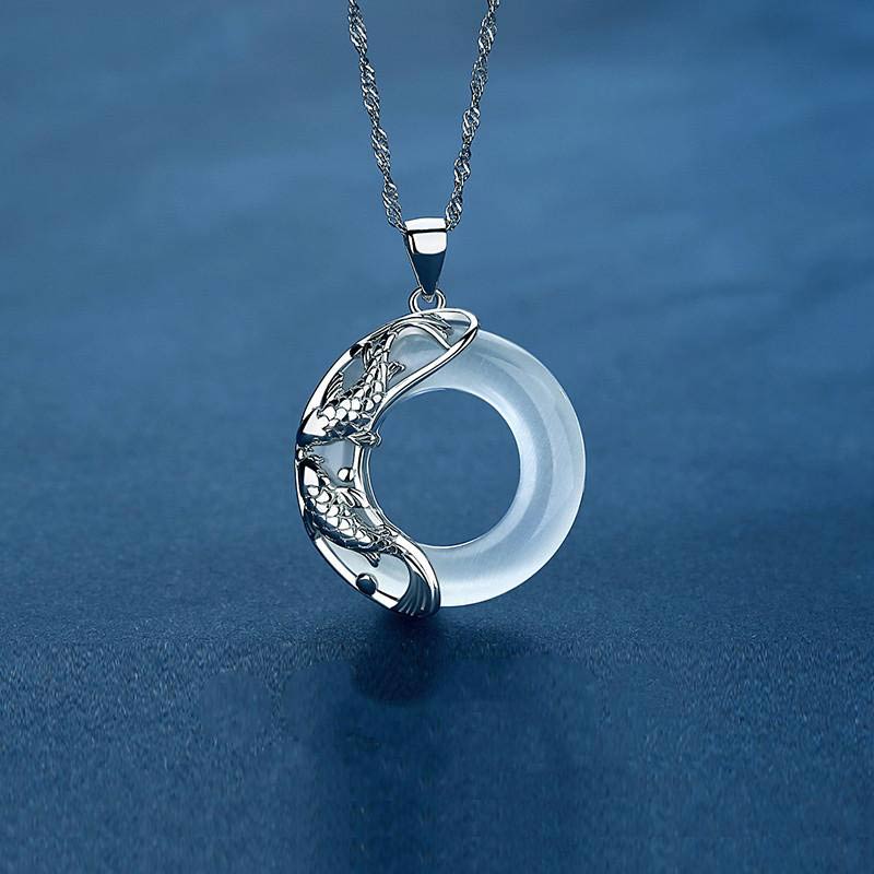 Koi Stone Disc Pendant Necklace — product view 2