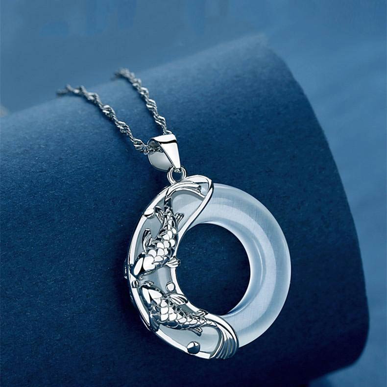 Koi Stone Disc Pendant Necklace — product view 3