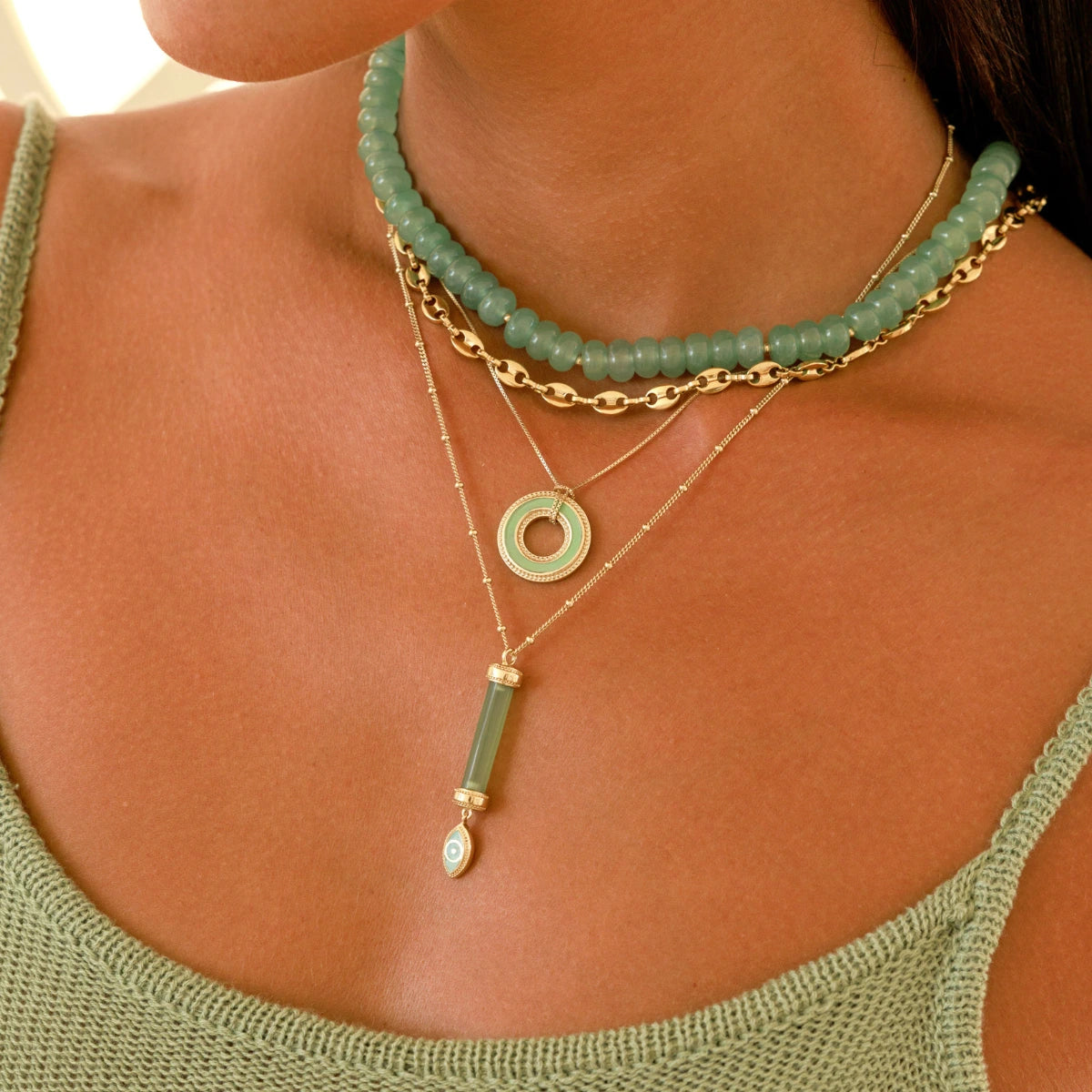 Jade Circle Pendant Necklace — product view 4