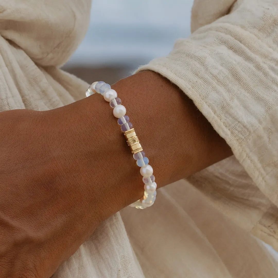 Pearl & Opal Greek Key Bracelet — product view 2