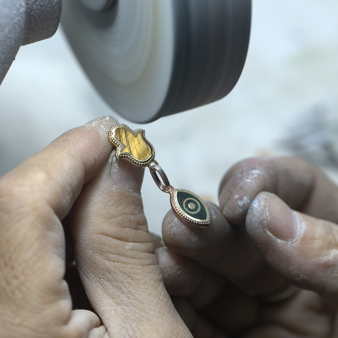 Malachite Hamsa Stud Earrings — product view 4