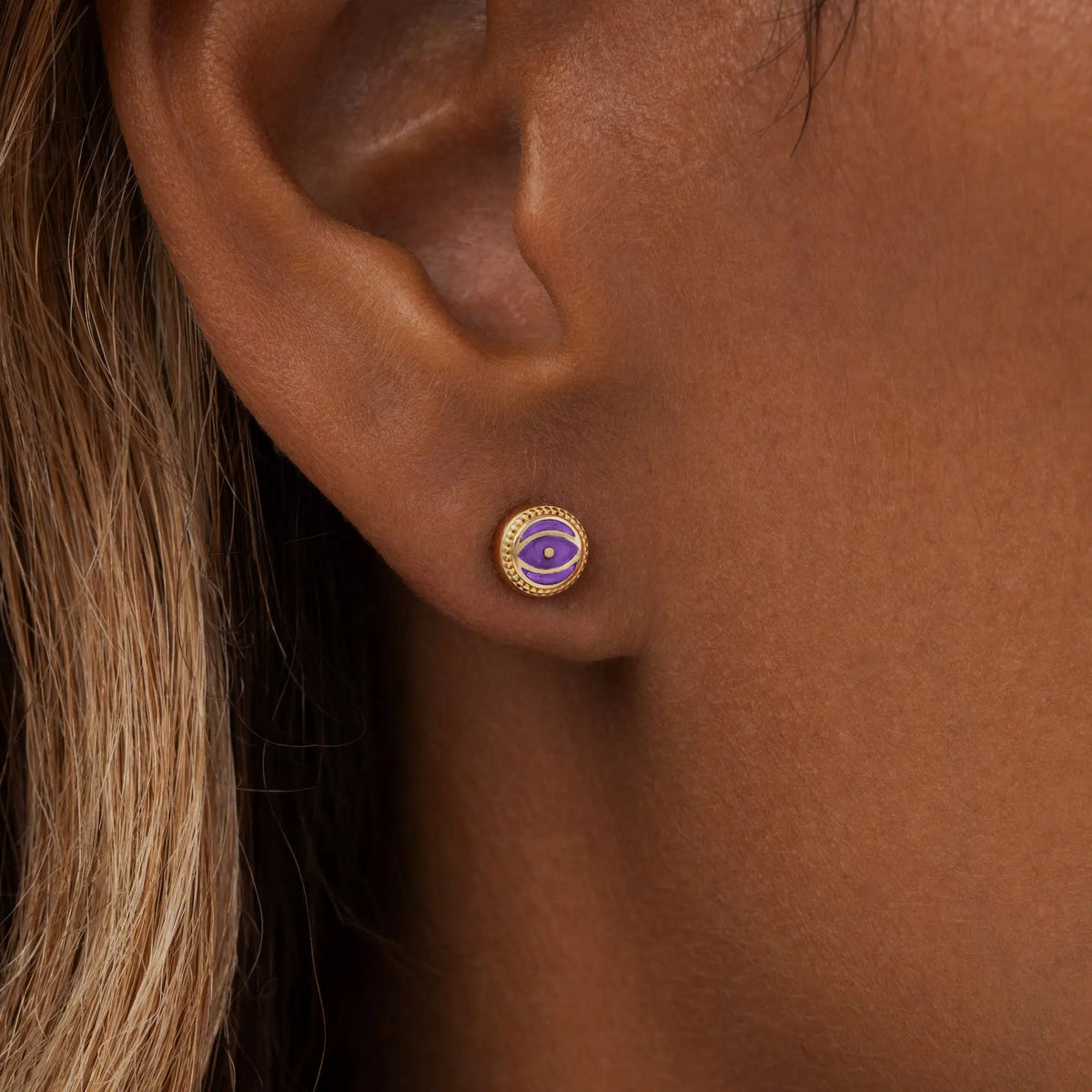 Amethyst Evil Eye Stud Earrings — product view 2
