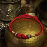 Bracelet cordon rouge et perle de jade — vue du produit 5