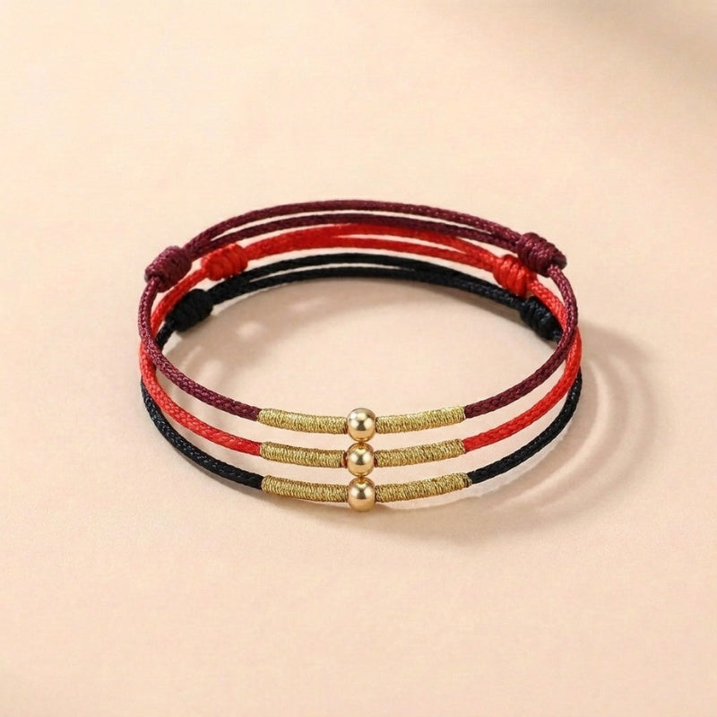 24K Gold-Plated 925 Sterling Silver Bead Tibetan Bracelet — bracelet view 1