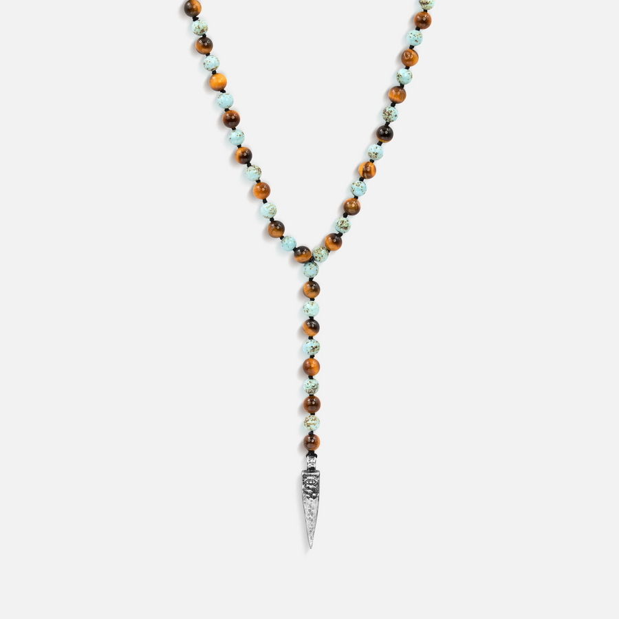 4 Symbol Tiger's Eye Turquoise Necklace — necklace view 1