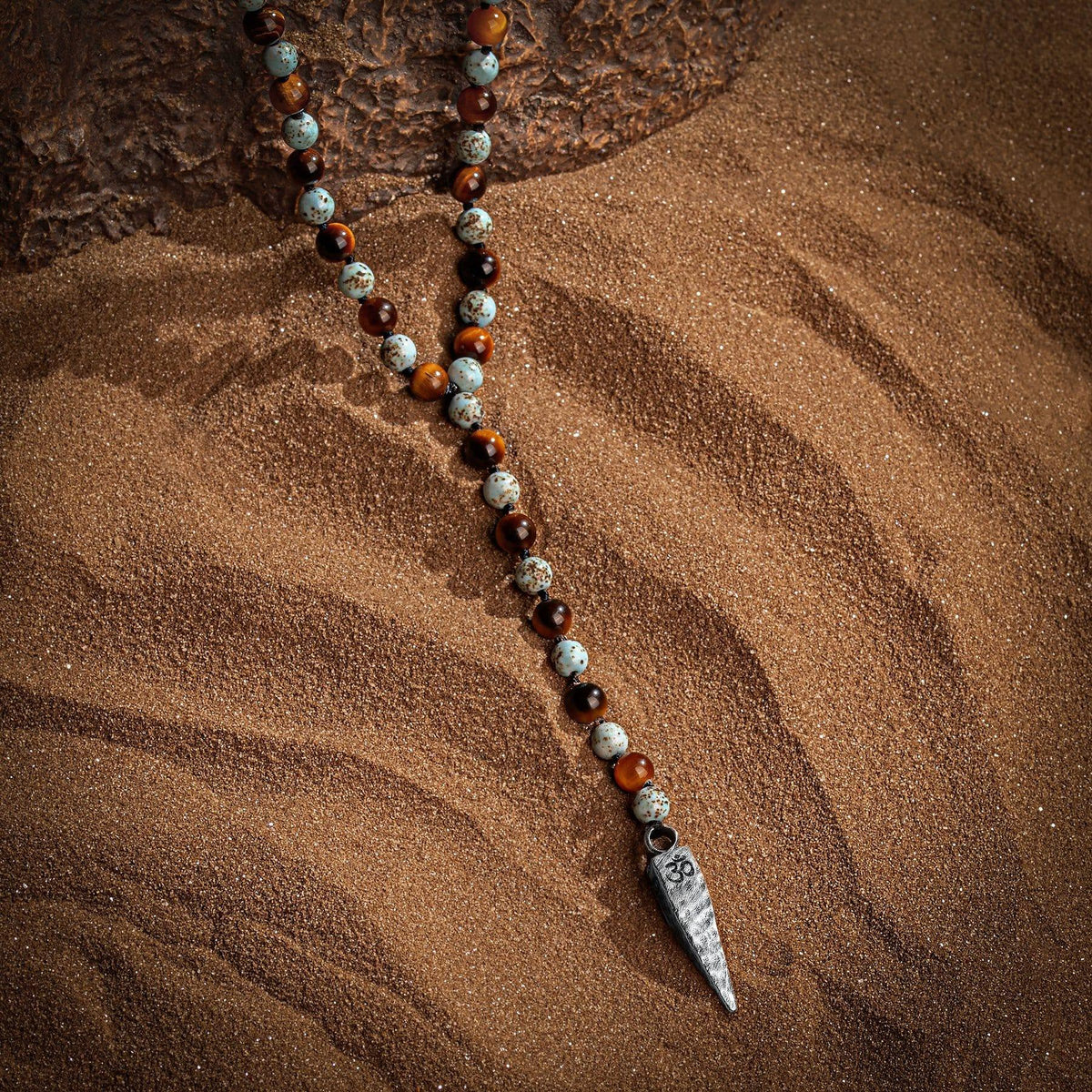 4 Symbol Tiger's Eye Turquoise Necklace — necklace view 6