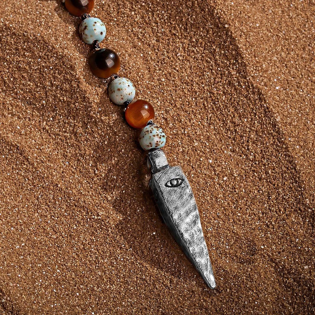 4 Symbol Tiger's Eye Turquoise Necklace — necklace view 8