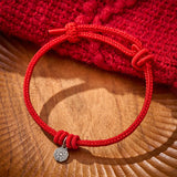 925 Sterling Silver Bagua Red String Bracelet — bracelet view 4