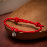 925 Sterling Silver Bagua Red String Bracelet — bracelet view 5