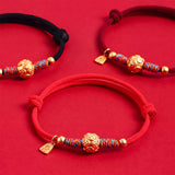 999 Silver Red String Hand-Woven Bracelet — bracelet view 1