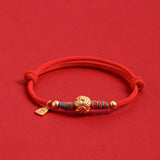 999 Silver Red String Hand-Woven Bracelet — bracelet view 2