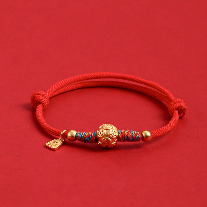 999 Silver Red String Hand-Woven Bracelet — bracelet view 2