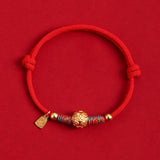 999 Silver Red String Hand-Woven Bracelet — bracelet view 3