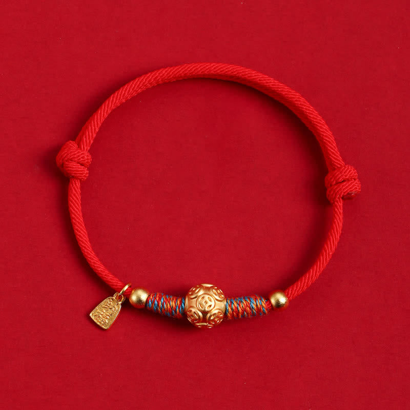 999 Silver Red String Hand-Woven Bracelet — bracelet view 3