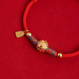 999 Silver Red String Hand-Woven Bracelet — bracelet view 4