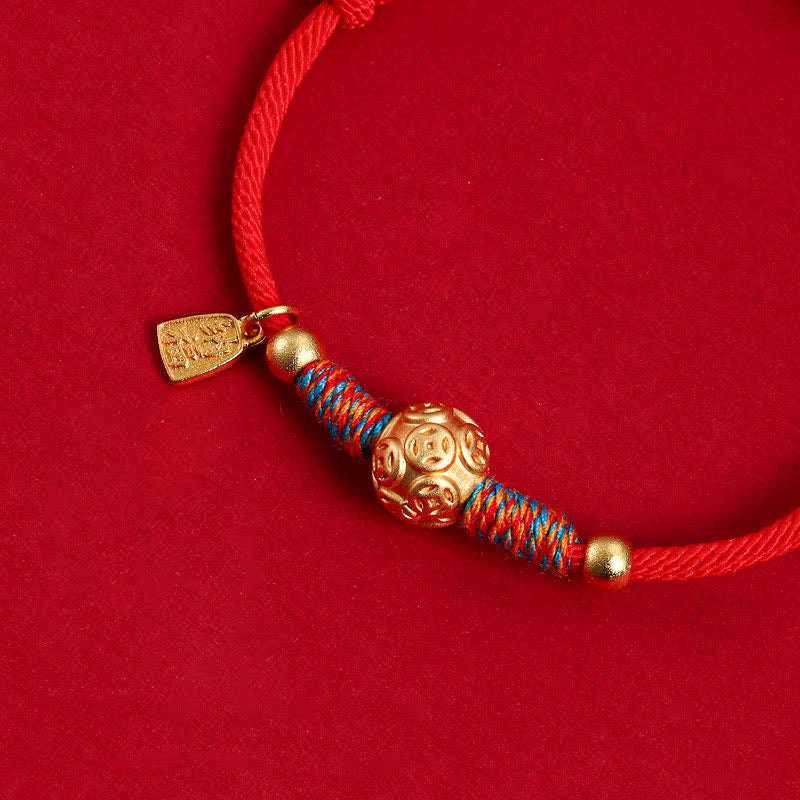 999 Silver Red String Hand-Woven Bracelet — bracelet view 4