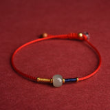Adjustable Jade Round Bead Red String Bracelet Anklet — bracelet view 3