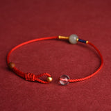 Adjustable Jade Round Bead Red String Bracelet Anklet — bracelet view 4