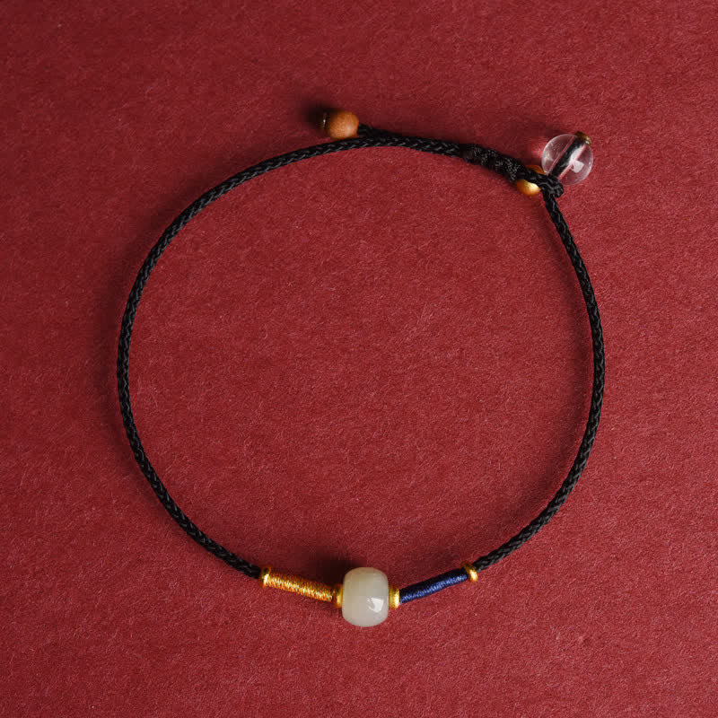 Adjustable Jade Round Bead Red String Bracelet Anklet — bracelet view 5