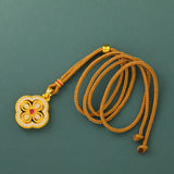 Begonia Four Leaf Clover Design Pendant Necklace — necklace view 2