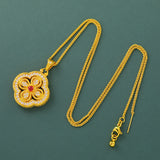 Begonia Four Leaf Clover Design Pendant Necklace — necklace view 5