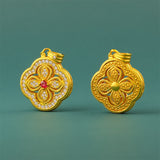 Begonia Four Leaf Clover Design Pendant Necklace — necklace view 6