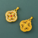 Begonia Four Leaf Clover Design Pendant Necklace — necklace view 7