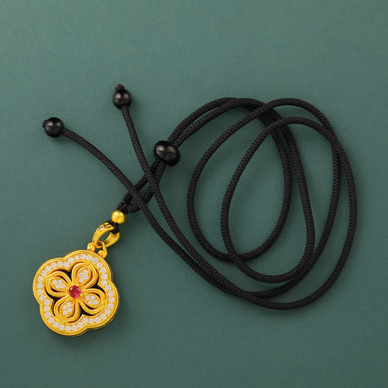 Begonia Four Leaf Clover Design Pendant Necklace — necklace view 8
