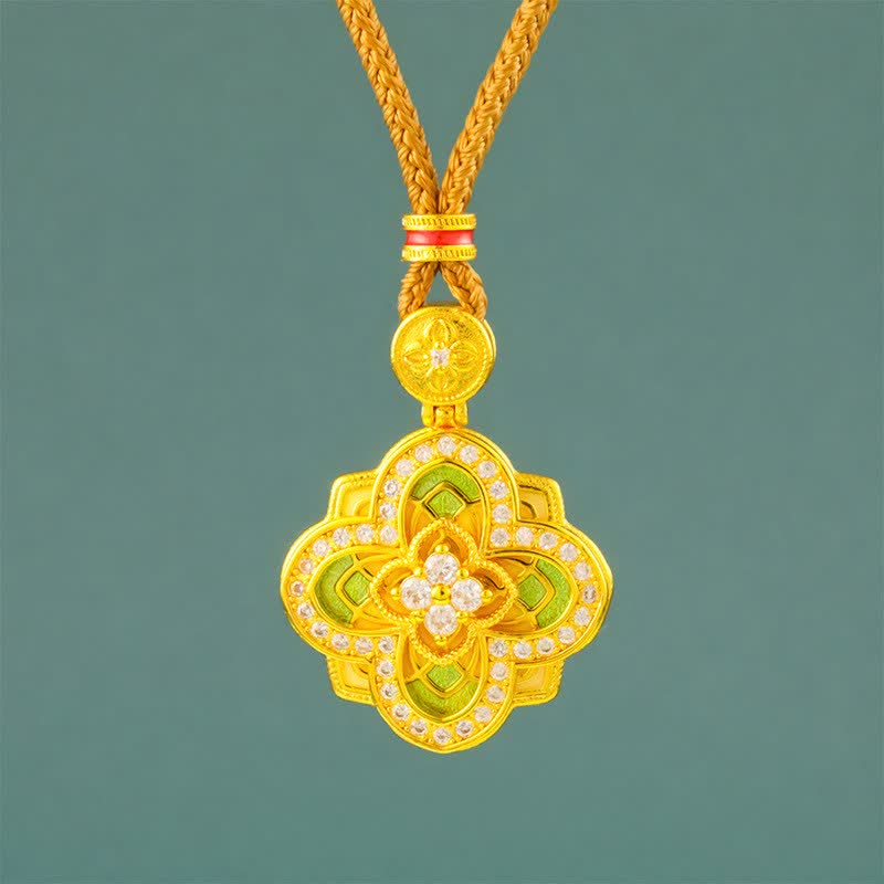 Begonia Gold Plated Copper Ruyi Compass Necklace — necklace view 1