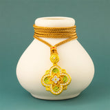 Begonia Gold Plated Copper Ruyi Compass Necklace — necklace view 3