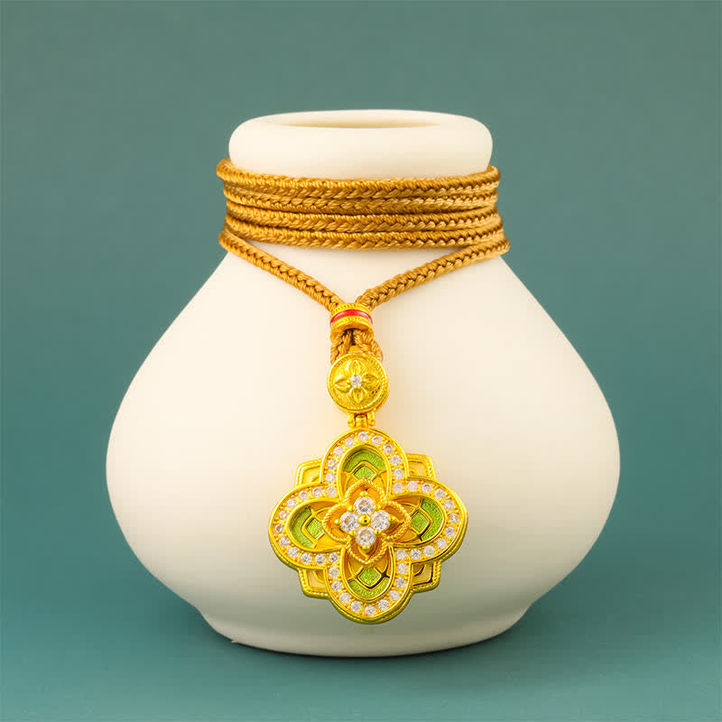 Begonia Gold Plated Copper Ruyi Compass Necklace — necklace view 3