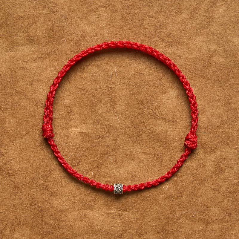 Black Red String 925 Sterling Silver Yin Yang Bracelet Anklet — bracelet view 2