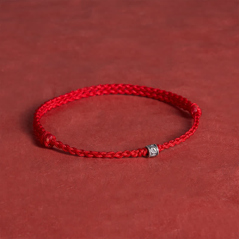 Black Red String 925 Sterling Silver Yin Yang Bracelet Anklet — bracelet view 4