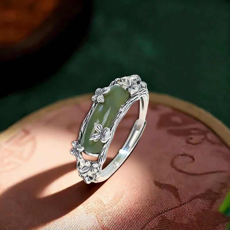 Chinese Jade Butterfly Love Ring — ring view 1