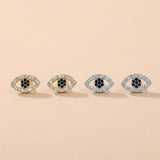 Classic Gold-Plated Copper Zircon-Studded Evil Eye Earrings — earring view 1