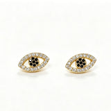 Classic Gold-Plated Copper Zircon-Studded Evil Eye Earrings — earring view 4