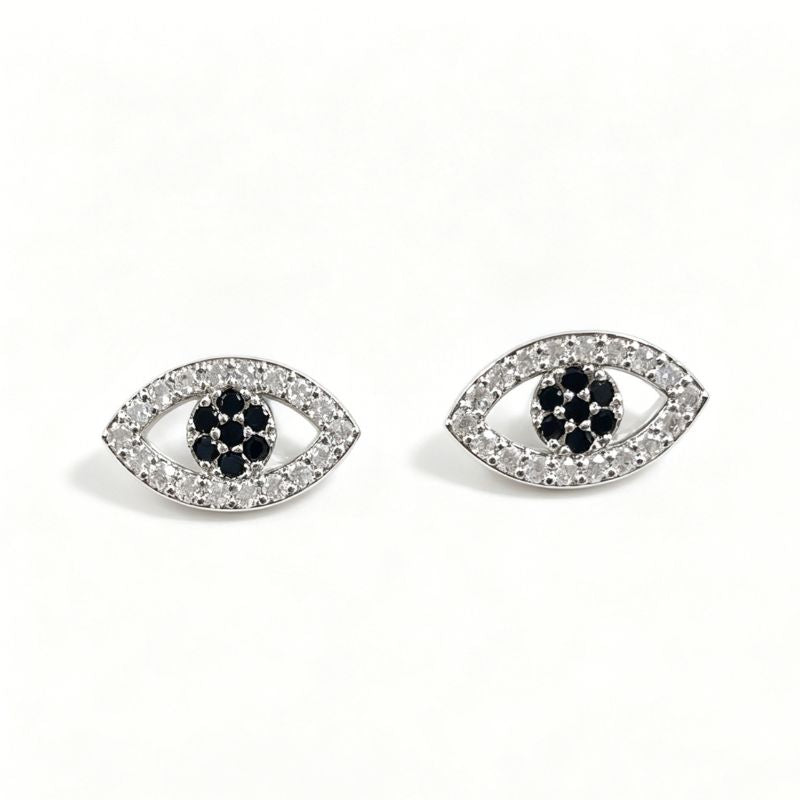 Classic Gold-Plated Copper Zircon-Studded Evil Eye Earrings — earring view 5