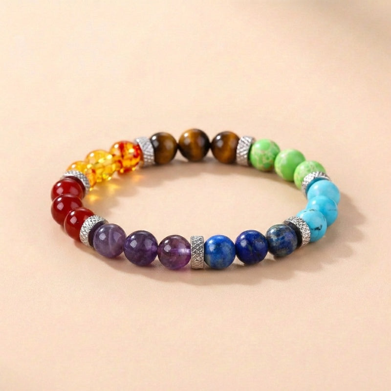 Seven Colour Stone Bead Bracelet — product view 1