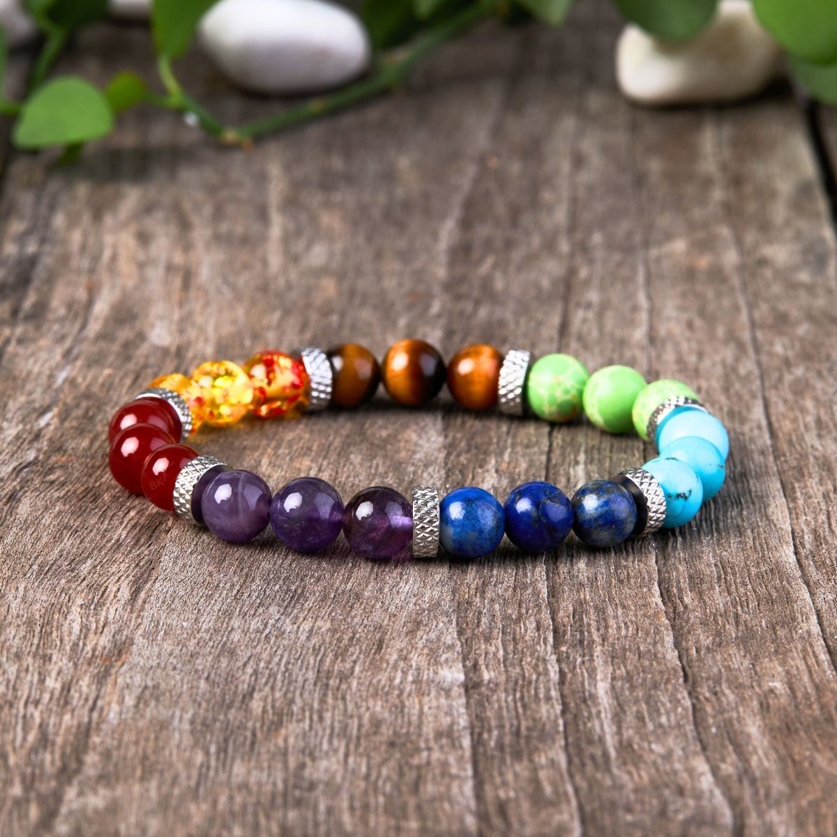 Seven Colour Stone Bead Bracelet — product view 3