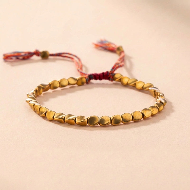 Copper Bead Woven Bracelet — product view 1