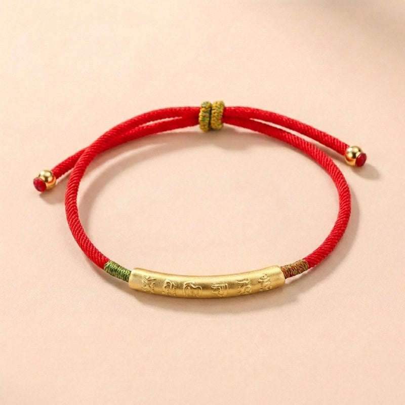 Red Cord Plated Bead Bracelet — product view 1
