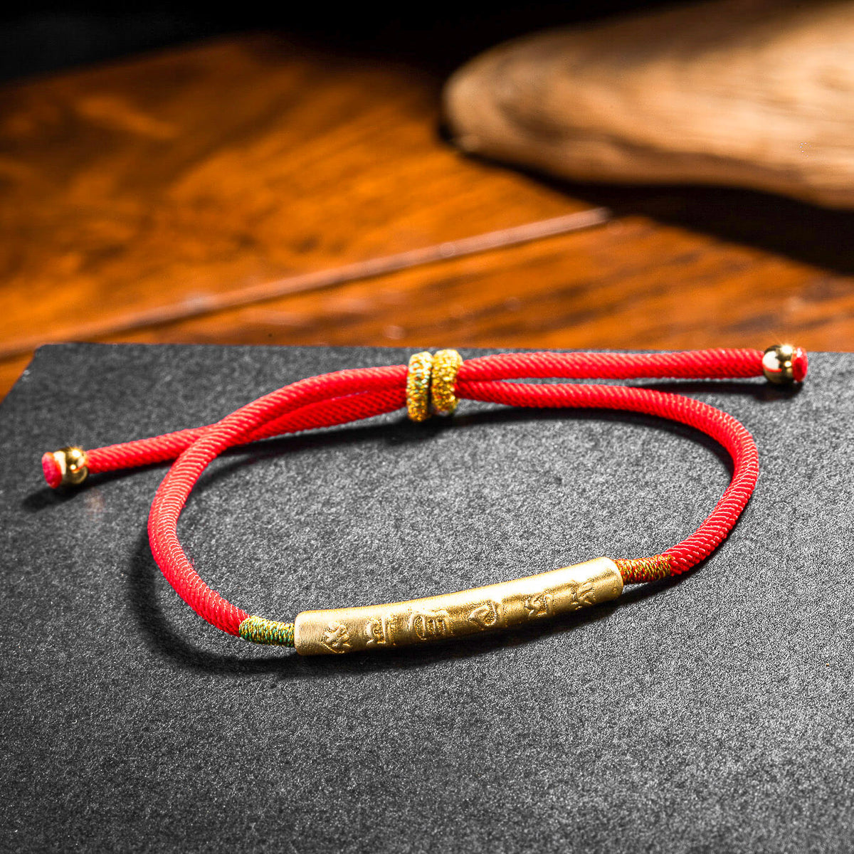 Red Cord Plated Bead Bracelet — product view 4