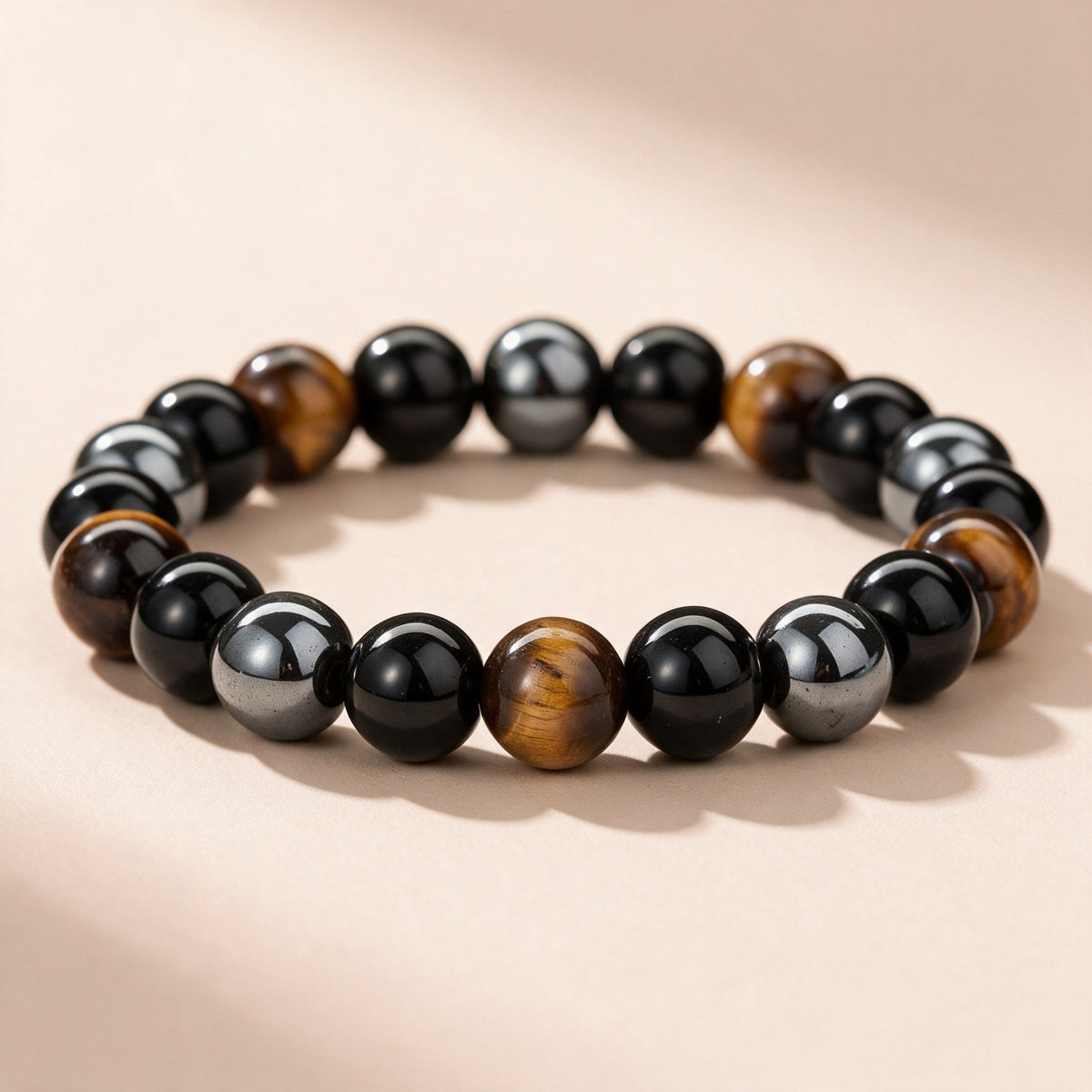 Tiger's Eye, Obsidian & Hematite Bracelet — product view 3