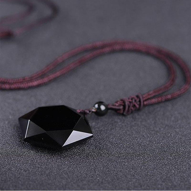 Obsidian Hexagram Pendant Necklace — product view 1